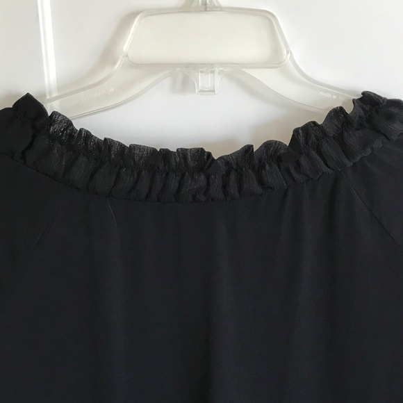 COVINGTON Ruffle Round Neck Black Short Sleeve Blouse Women’s Plus Size 26 2X - Picture 4 of 16